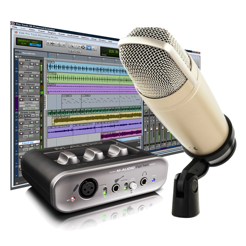 Голосовая установка. Комплект m-Audio Air 192 | 4 Vocal Studio Pro. Behringer c-1. Neumann u67. Белый микрофон m Audio.
