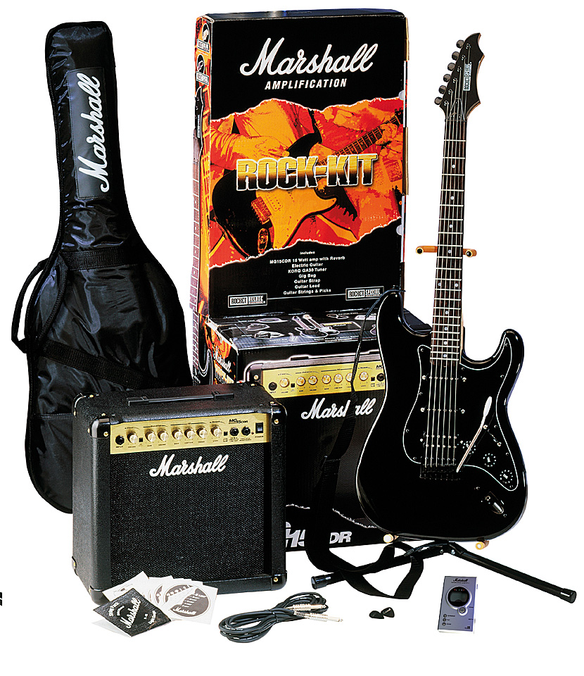 Комплект электрогитары. Электрогитара Marshall Rocket Special. Marshall gap15mgp. Гитарный комплект Маршалл. Электрогитара рокет и комбоусилитель комплект.