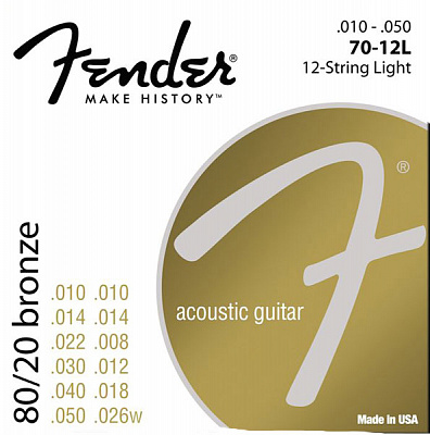 СТРУНЫ FENDER STRINGS NEW ACOUSTIC 70-12L 80/20 BRZ BAL END 10-48